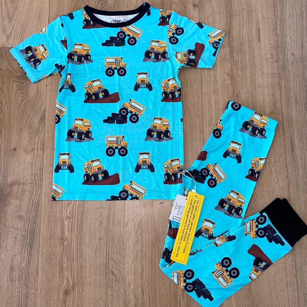 Bus monster truck tire pajamas